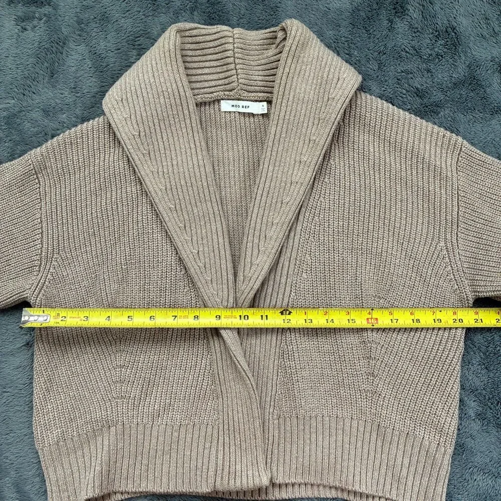 Mod Ref Quality Chunky Cropped Shrug Sweater Open Cardigan Neutral Basic Sz S